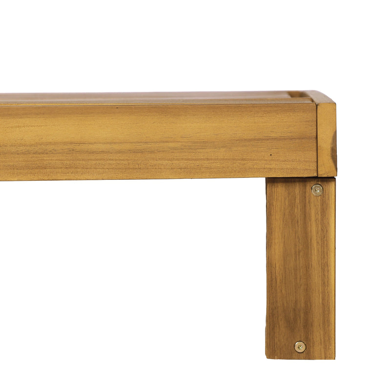 Acacia Wood Chaise Lounge Teak Finish with Adjustable Recliner, photo 8 of 8