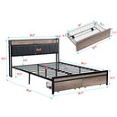 Modern Bed Frame With LED Lights, Upholstered Headboard, USB Charging by Unique Piece Furniture