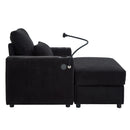 Modern Style Armchair Chaise Lounge Sofa Couch With Movable Storage Ottoman, USB Ports, Cup Holders, Phone Holder, Side Pockets by HouseOfZazla