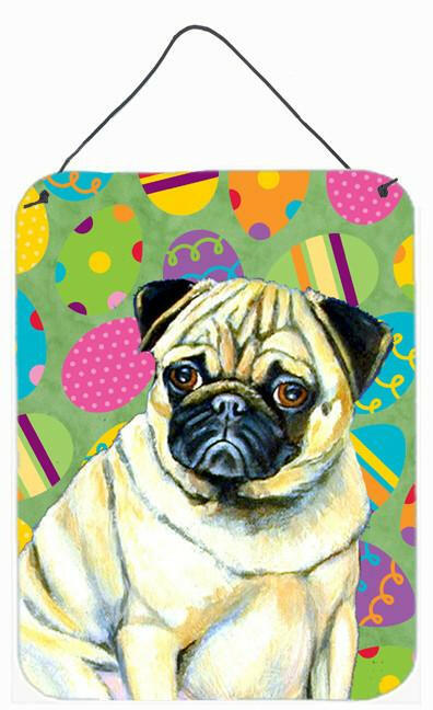 Pug Easter Eggtravaganza Aluminium Metal Wall or Door Hanging Prints