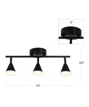 Alsy 19"W 3-Light LED Track Bar Modern Light Fixture, Matte Black with Frosted Acrylic Shades by LampsUSA