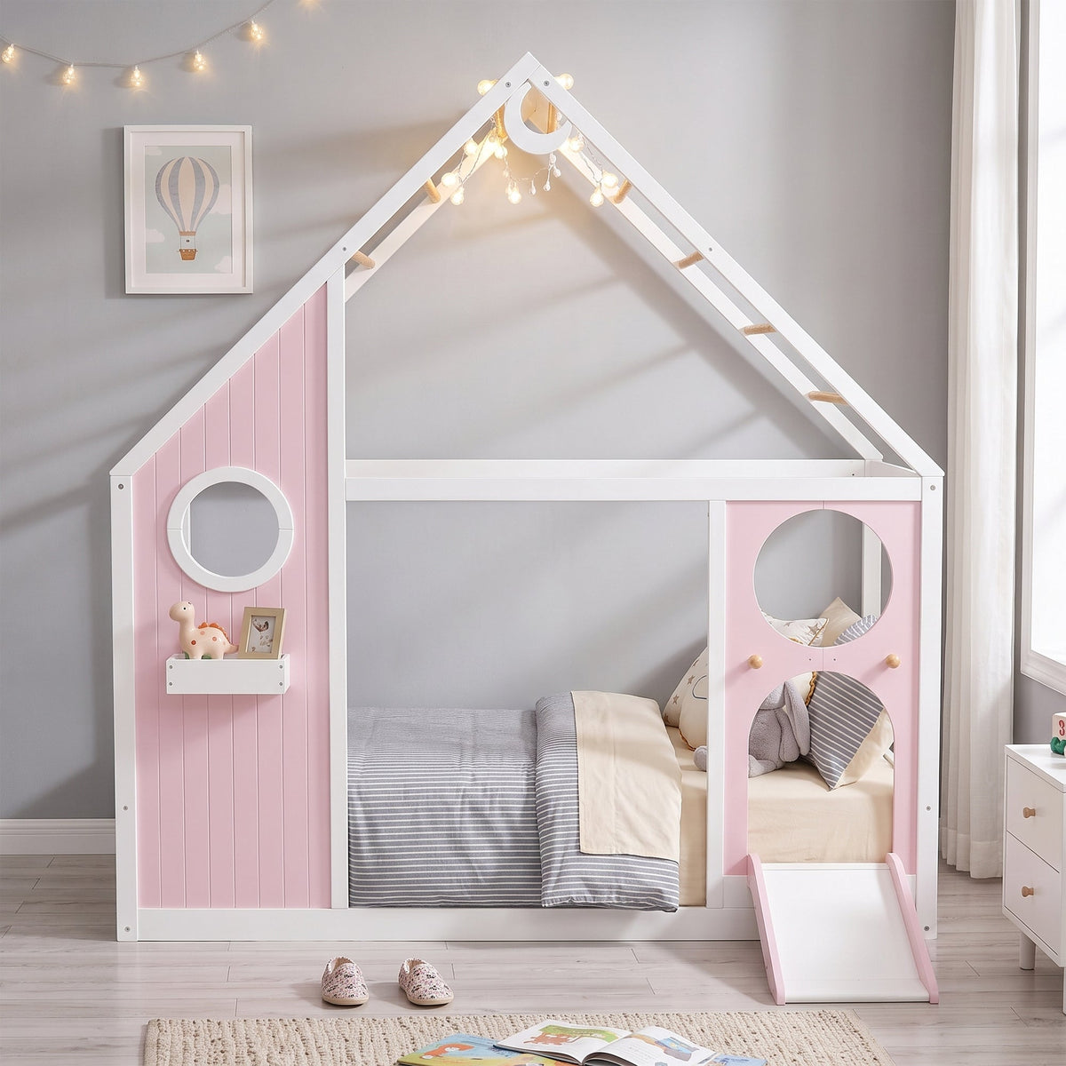 Twin House Bed with Slide, Ball Light Strip, photo 4 of 10