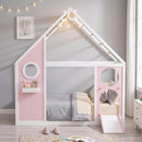 Twin House Bed with Slide, Ball Light Strip
