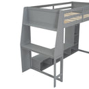 Gaming Loft Bed With Desk, Multi Storage Shelves, LED Lighting, And Hanging Clothes Rack by HouseOfZazla