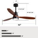 Ceiling Fan With Reversible DC Motor, LED Light, Solid Blades, Remote Control by Unique Piece Furniture