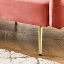 78" Italian Velvet Futon Sofa Bed, Convertible Sleeper Loveseat Couch with Folded Armrests and Storage Bags for Living Room and Small Space, Pink 280g velvet