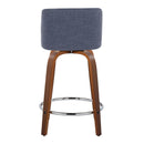 Toriano - Mid Century Modern Fixed Height Counter Stool With Swivel With Round Footrest (Set of 2)