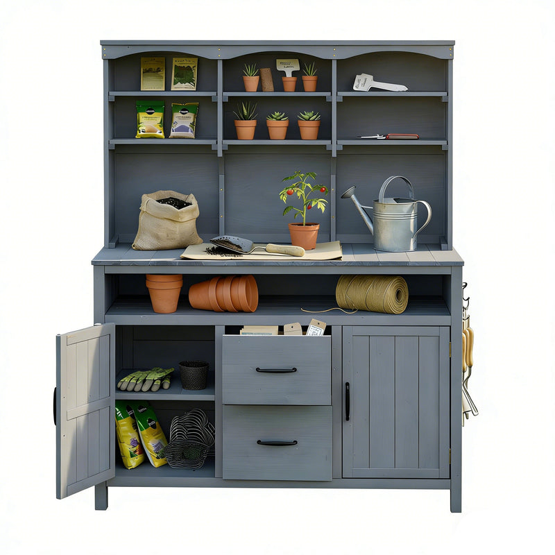 TOPMAX Large Fir Wood Potting Bench, photo 8 of 10