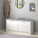 Shoe Storage Bench With Cushion, Entryway Organizer Cabinet For Hallway - White by HouseOfZazla