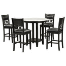 5-piece Counter Height Dining Round Table Set with One Faux Marble Top Dining Table and Four PU-leather Chairs,Dark Espresso