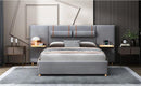 Upholstered Platform Bed, 2 Outlets And USB Charging Ports On Both Sides, 2 Bedside Pillows, Storage Shelves by HouseOfZazla