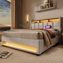 Platform Bed With Hydraulic Storage, LED Lighting & Charging Station by HouseOfZazla