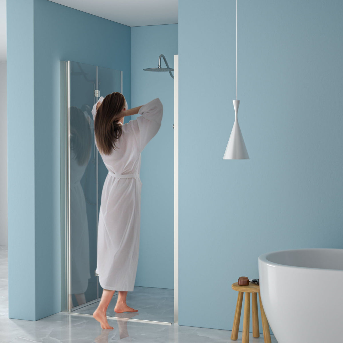 Fold Frameless Shower Door With Tempered Glass, photo 25 of 40