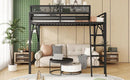 Full Size Loft Bed with Ladder and Storage Shelves by HouseOfZazla