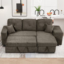 Reversible Sleeper Sectional Sofa Bed With Side Shelf And 2 Stools, Pull-Out L-Shaped Sofa Bed, Corner Sofa-Bed With Storage Chaise Left / Right Hande For Living Room by HouseOfZazla