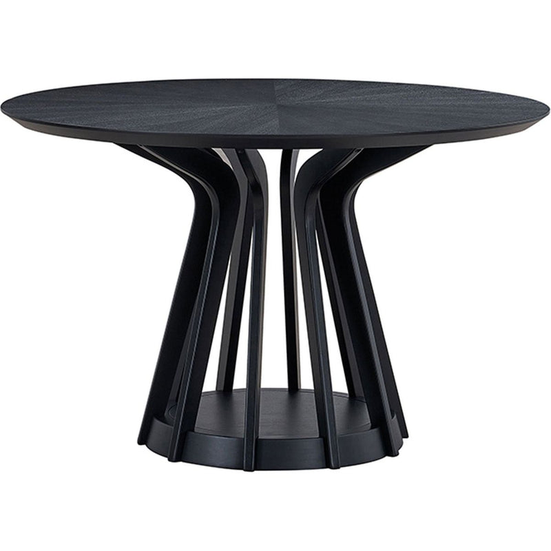(1 Table+4 Chairs)Modern Dining Table Set of 5 pcs,Wooden Dining Table and Upholstered Chairs for Living Room,Round Kitchen Set with Sturdy Legs for Restaurant,Black