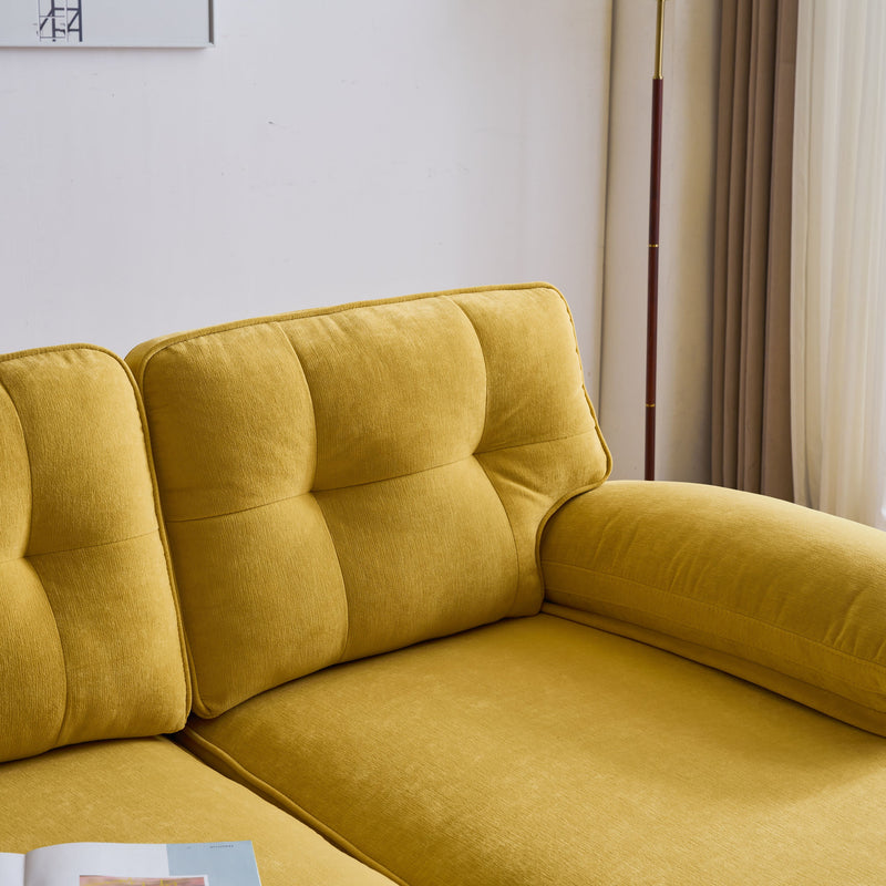 83" Modern Sectional Sofas Couches Velvet L-Shaped Couches for Living Room, Bedroom, Yellow