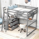 Modern Loft Bed With Built In Desk, Shelves, And 2 Drawers by HouseOfZazla