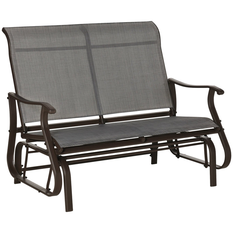 2-Person Outdoor Glider Bench氓Patio Glider Loveseat Chair with Powder Coated Steel Frame Seats Porch Rocking Glider for Backyard, Lawn, Garden and Porch, Mixed Grey