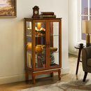 Curio Cabinet Lighted Curio Diapaly Cabinet With Adjustable Shelves And Mirrored Back Panel, Tempered Glass Doors (3 Tier), (E26 Light Bulb Not Included) by HouseOfZazla