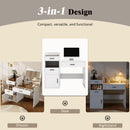 3-in-1 Vanity Desk with Flip Top Mirror, Glass Top Compact Makeup Vanity & Hidden Storage