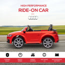 6V Kids Electric Ride On Car, Licensed Audi TT RS with Suspension System and Remote Control, Horn, 5 Songs, Lights, MP3 Player, Red