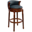 29.5'' Cow Top Wooden Bar Stool, 360 Degree Swivel Bar Height Chair With Backs For Home Kitchen Counter by HouseOfZazla