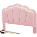 2-Pieces Bedroom Sets Twin Size Flower-Shaped Upholstered LED Platform Bed with Storage Ottoman-Sherpa Fabric, Pink