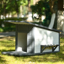 Modern Design Outdoor Dog House With Food Bowl And Wheels Pine - Gray / White by HouseOfZazla