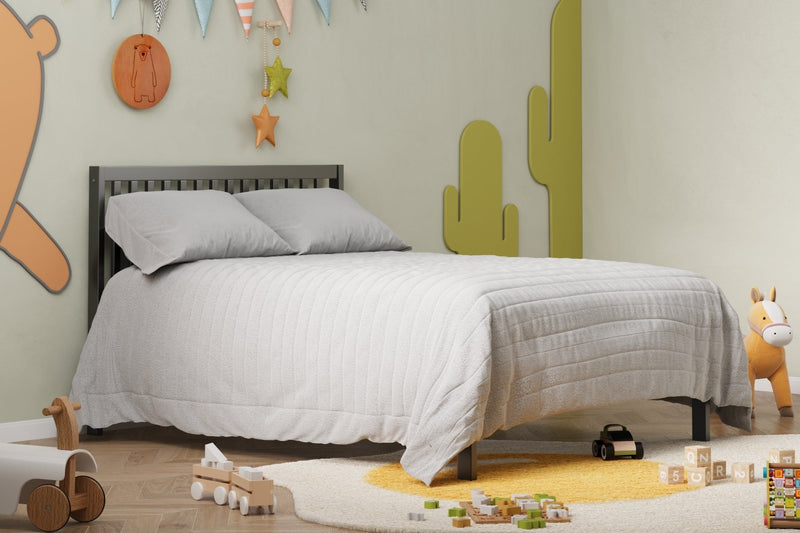 5-In-1 Convertible Crib, Converts from Baby Crib to Toddler Bed, Fits Standard Full-Size Crib Mattress, Easy to Assemble 53x29x9 Inches-STORM GREY