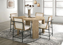 Bowen - Round Dining Table With Cream Color Upholstered Chairs (Set of 5) - Oak Finish by Unique Piece Furniture