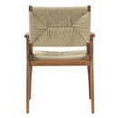 5-Piece Outdoor Dining Set: Teak Finish Round Acacia Wood Table & 4 Wicker Armchairs by HouseOfZazla