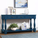 63inch Long Wood Console Table with 3 Drawers and 1 Bottom Shelf for Entryway Hallway Easy Assembly Extra-thick Sofa Table(Navy Blue)