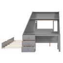 Bunk Bed With Trundle And Built In Desk, 3 Storage Drawers And Shelf by HouseOfZazla