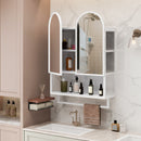 Double Arched Mirror Wall Cabinet With 2 Doors, Featuring Adjustable Shelves And Towel Rack by Unique Piece Furniture