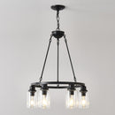 6-Light Black Wagon Wheel Chandelier