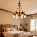 Rustic 6-Light Wagon Wheel Chandelier, Farmhouse Chandeliers