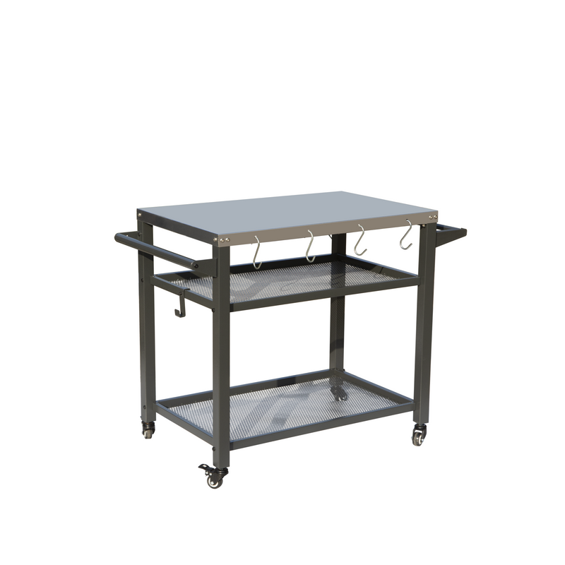3-Shelf Outdoor Grill Table with Wheels