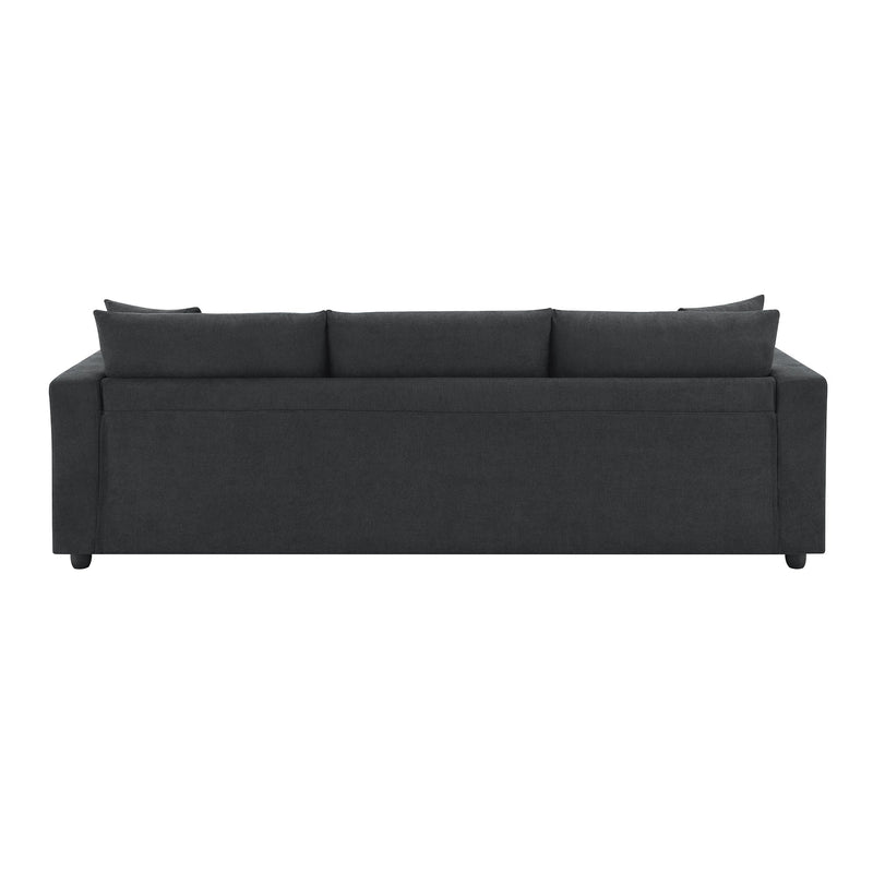 Walker Edison | Chenille Black Modern L-shape Sectional Sofa Ottoman