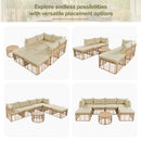 7 Pieces Outdoor Patio Furniture, All-Weather Rattan Sectional Sofa Set with Thick Cushions and Pillows, Freely Combined Conversation Sets for Garden, Backyard, Balcony, Brown