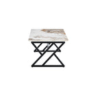 A modern minimalist style marble patterned coffee table with black metal legs. Computer desk. Game table. Tea table. CT-XX