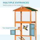 65" Wooden Bird Cage Outdoor Aviary House for Parrot, Parakeet, with Pull Out Tray and 2 Doors, Orange