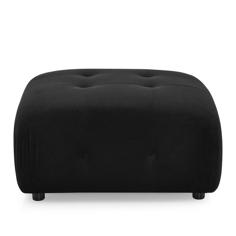 Walker Edison | Black Velvet Cloud Modular Sectional Couch w Ottoman