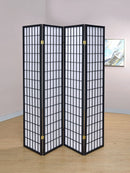 Roberto 4-Panel Room Divider Folding Shoji Screen Black