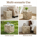 Outdoor Wood Grain Square MGO Side Table with Simulated Braided Cord by HouseOfZazla