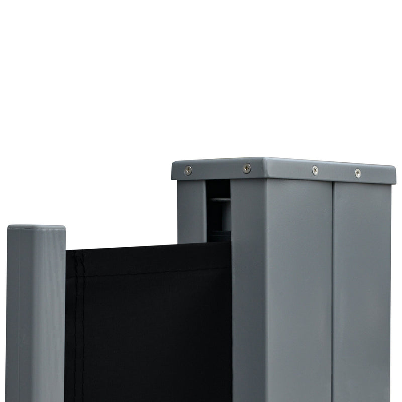 20' Double Retractable Patio Side Awning Garden Sun Shade with UV-Fighting Screen, Auto Pull-Back Function, & Steel Frame, Outdoor or Indoor Use, Black