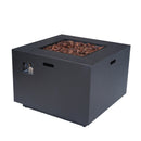 Outdoor Patio Propane Fire Pit 24" H x 31" W Square Iron Gas-burning Fire Pit
