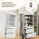 Freestanding Tall Bathroom Cabinet With Adjustable Shelves, Drawers, Soft Close Glass Doors by HouseOfZazla