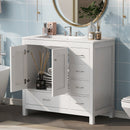 Bathroom Vanity With Ceramic Sink Combo, Abundant Storage Cabinet 2 Soft Close Doors And 5 Drawers by HouseOfZazla