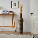 Tall Vase - Brown Decorative Floor Vase, Classic Neat Floor Vase Tall Freestanding Flower Holder, Artificial Rattan Vase, Floor Vase, Flower Holder For Home Decor - Gray by HouseOfZazla